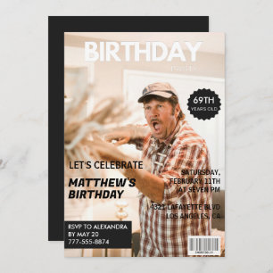 Black Magazine Cover Photo 69th birthday Invitation