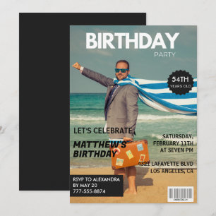 Black Magazine Humour Photo 54th birthday Invitation