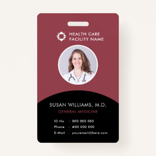 Black Magenta Doctor Photo ID Company Logo Modern ID Badge