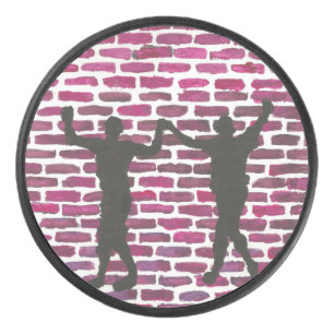 Black Magic Hollyhock by Yeshaya Dank Wood Wall Ar Hockey Puck