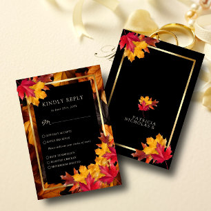 Black Magic Meets Rustic Golden Autumn Wedding RSVP Card