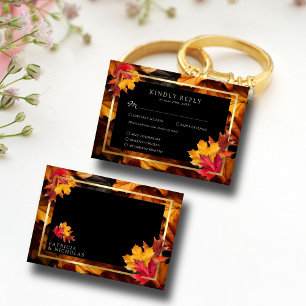 Black Magic Meets Rustic Golden Autumn Wedding RSVP Card