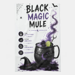 Black Magic Mule Halloween Recipe Tea Towel