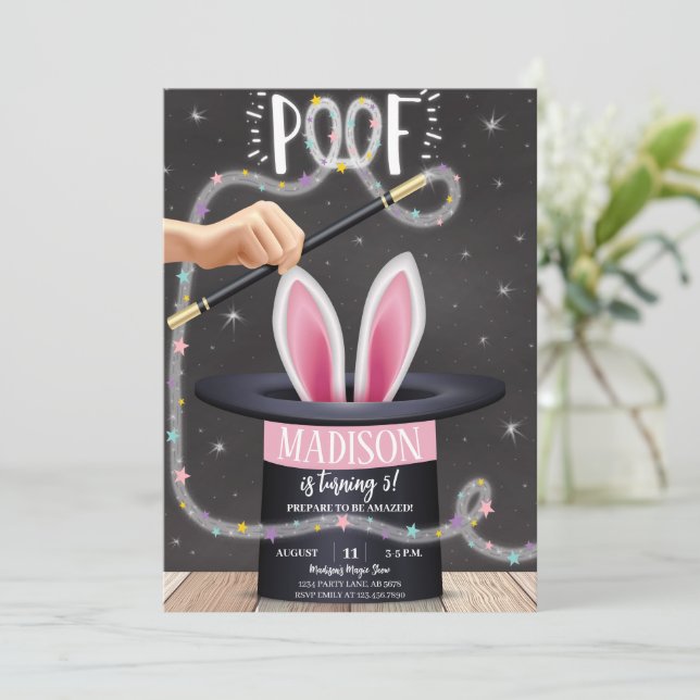 Black Magic Show Birthday Invitation (Standing Front)