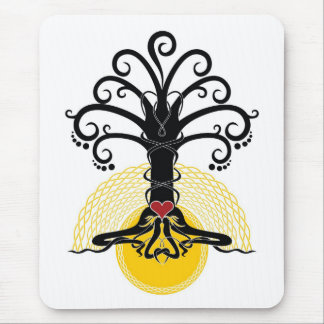 Black magic tree with red heart on it mouse mat