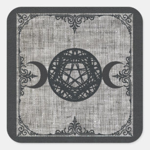 Black Magic Triple Moon Pentagram Vintage Wiccan Square Sticker