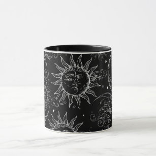 Black Magic Vintage Celestial Sun Moon Stars Mug