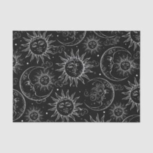 Black Magic Vintage Celestial Sun Moon Stars Tissue Paper