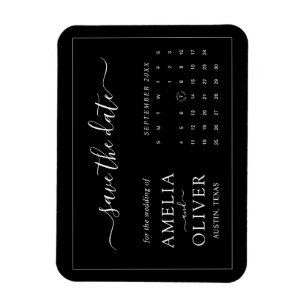 Black Magnet Calendar Minimalist Save The Date
