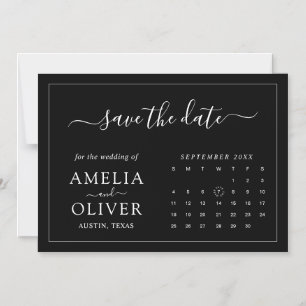 Black Magnet Calendar Minimalist Save The Date