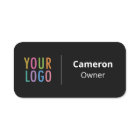 Black Magnetic Nametag or Pin Company Logo Plastic