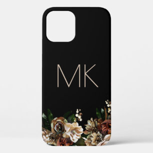 Black Magnolia with Monogram iPhone 12 Case