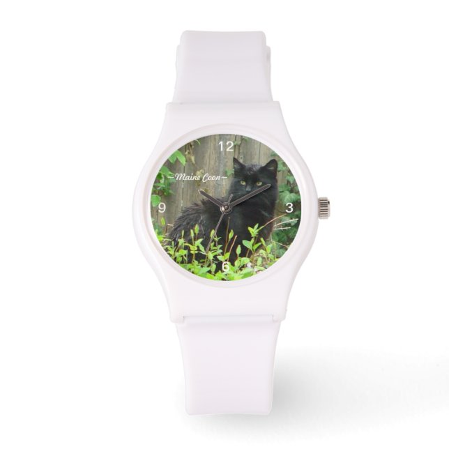 Black Maine Coon Cat Watch (Front)