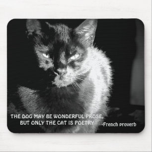 Black Maine Coon Cat with French Poverb Mouse Mat