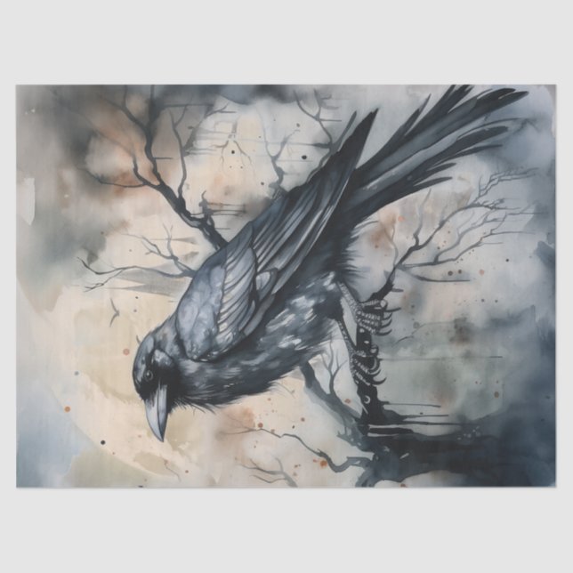 Black Majestic Raven Tissue Paper (Front)