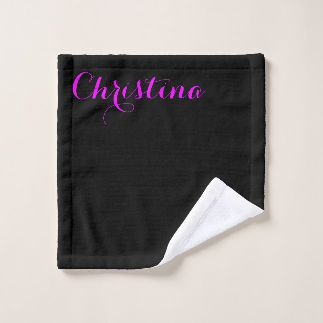 Black Makeup Washcloth Personalised With Your Name Wash Cloth (Wash Cloth)