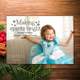 Black Making Spirits Bright Holiday Photo Card