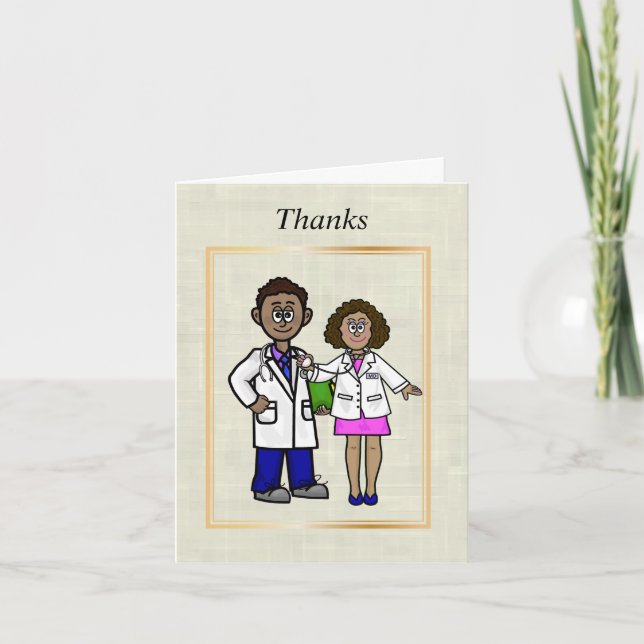 Black Male and Female Doctor Greeting Card (Front)