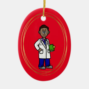 Black Male Doctor Christmas Ornament