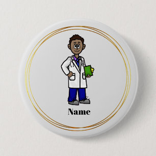 Black Male Doctor Name Button