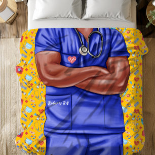 Black Male Nurse Doctor Sherpa Blanket