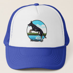 Black Malinois in Water Trucker Hat