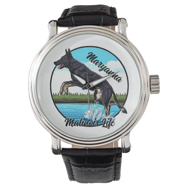 Black Malinois in Water Watch (Front)