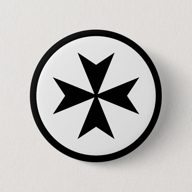 Black Maltese Cross 6 Cm Round Badge (Front)