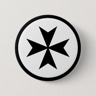 Black Maltese Cross 6 Cm Round Badge