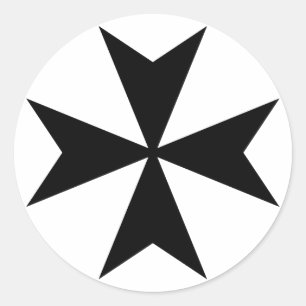 Black Maltese Cross Classic Round Sticker