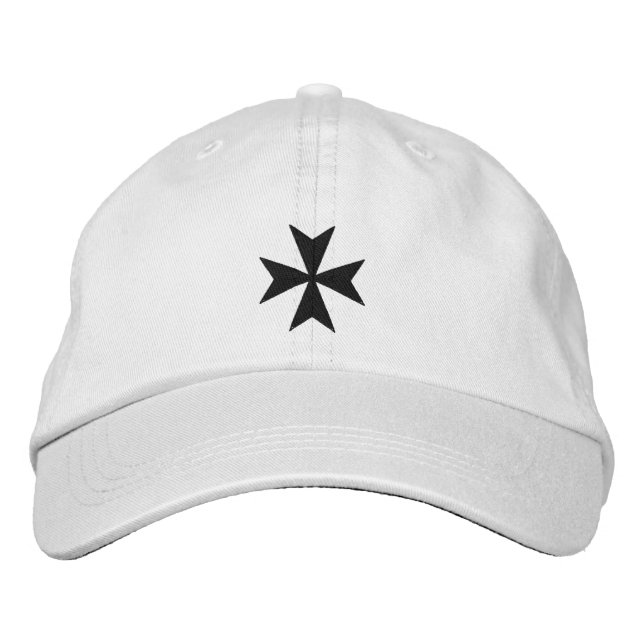 Black Maltese Cross Embroidered Hat (Front)