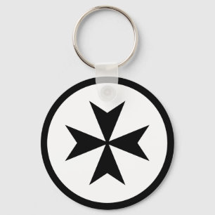 Black Maltese Cross Key Ring