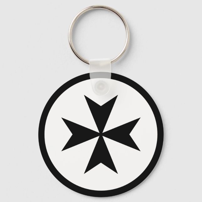 Black Maltese Cross Key Ring (Front)