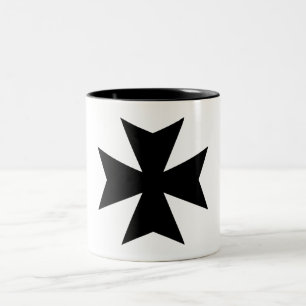Black Maltese Cross Two-Tone Coffee Mug