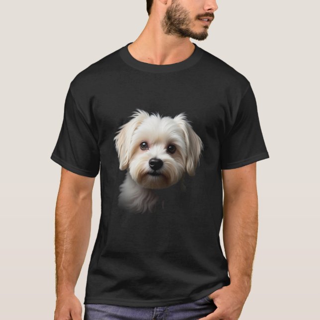 Black Maltese Dog Maltese Face  T-Shirt (Front)