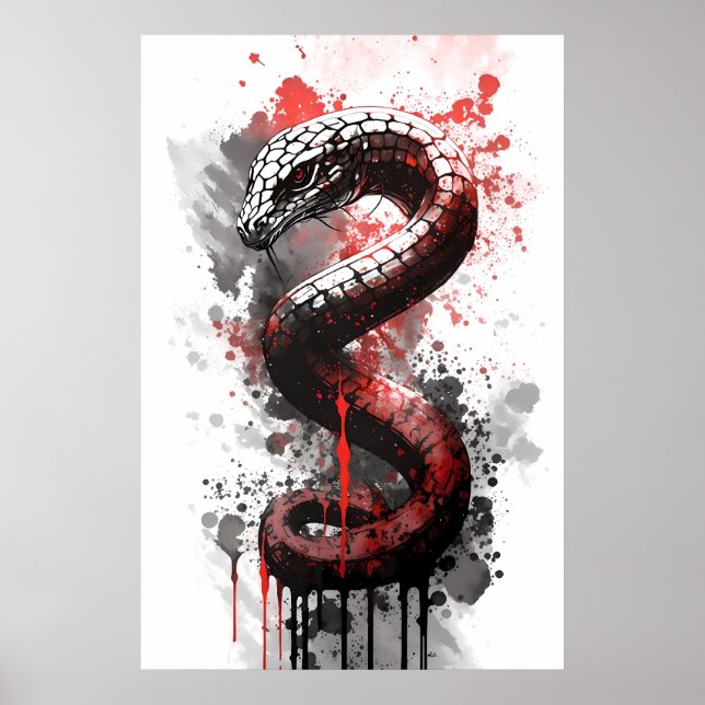 Black Mamba Ink Painting Poster (Front)