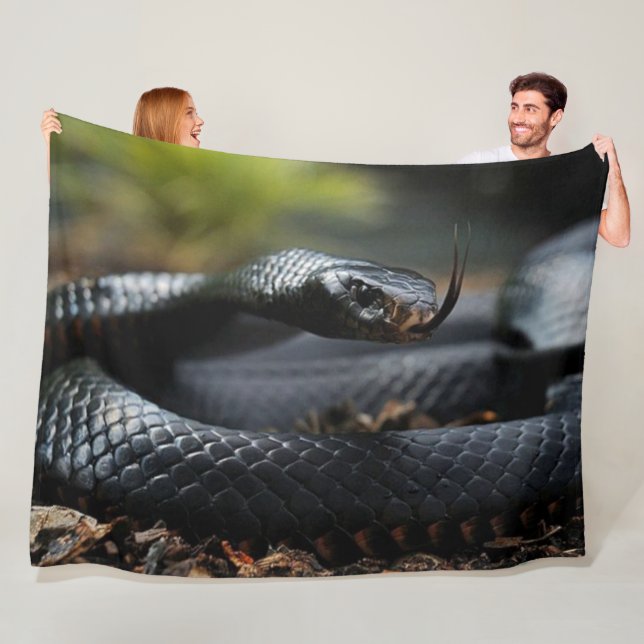 BLACK MAMBA SNAKE FLEECE BLANKET (In Situ)