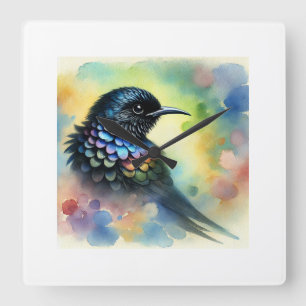 Black Mamo Serenity 030924AREF133 - Watercolor Square Wall Clock