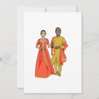 Black Man and Indian Woman Wedding Card