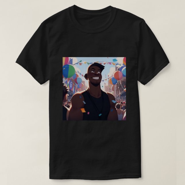 Black Man at Gay Pride  T-Shirt (Design Front)