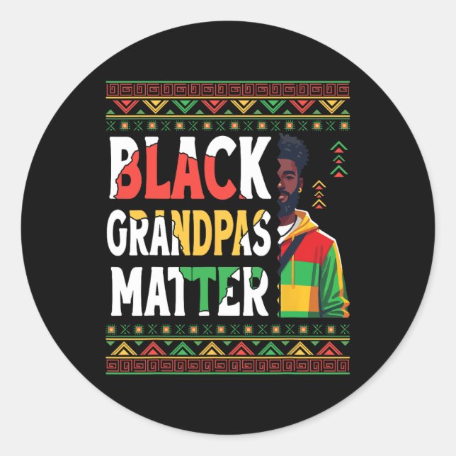 Black Man Black Grandpas Problem African Pride Ras Classic Round Sticker (Front)