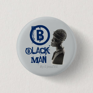 Black Man blue/grey button