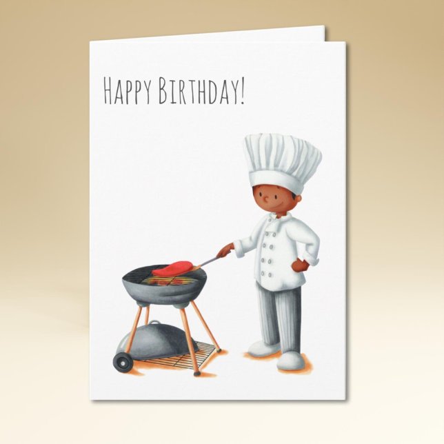 Black Man Chef Barbecue Birthday Card (Creator Uploaded)