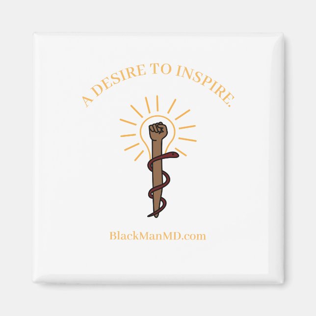 Black Man, M.D. Square Magnet (Front)