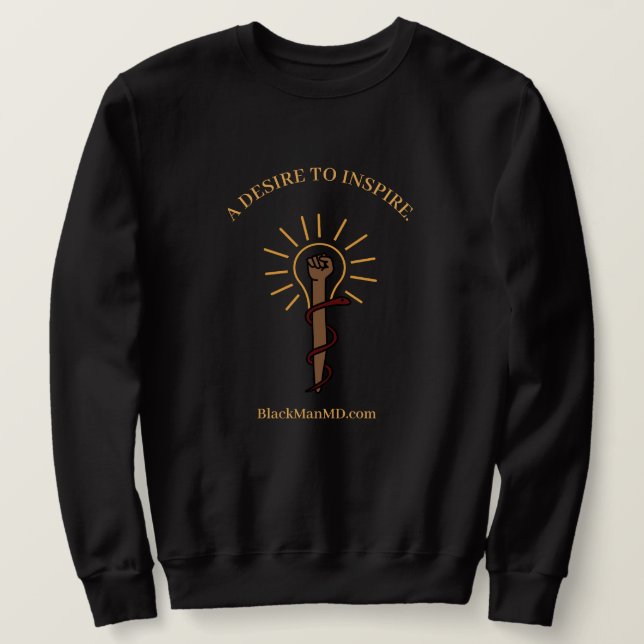 Black Man, M.D. Unisex Black Sweatshirt (Design Front)