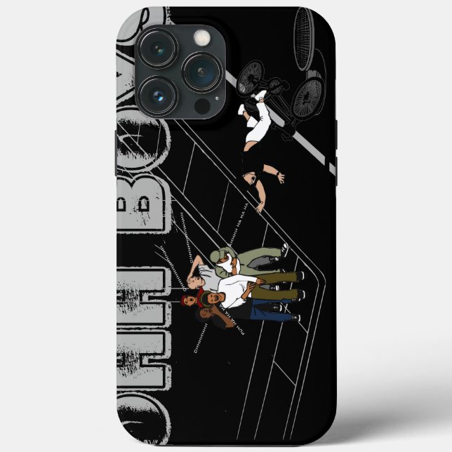 black Man on Bike Hits Manhole OHH BOYS Crack Up Case-Mate iPhone Case (Back)