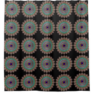 Black Mandala Art Flower Personalised Custom Shower Curtain