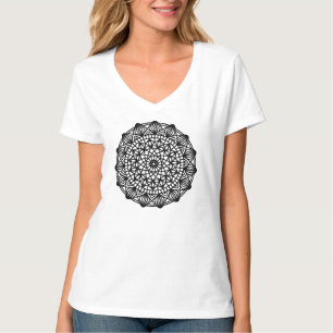 Black Mandala Emblem Round T-Shirt