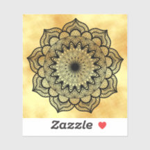 Black Mandala on Soft Gold Background