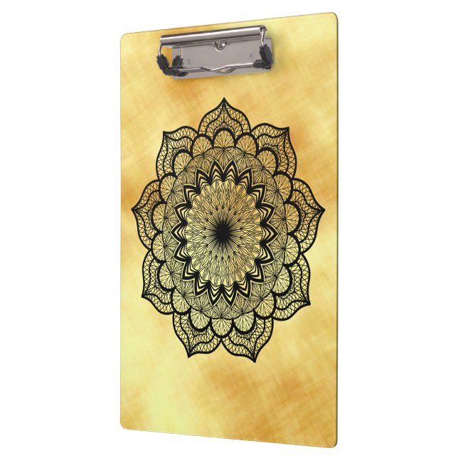 Black Mandala on Soft Gold Background Clipboard (Left)